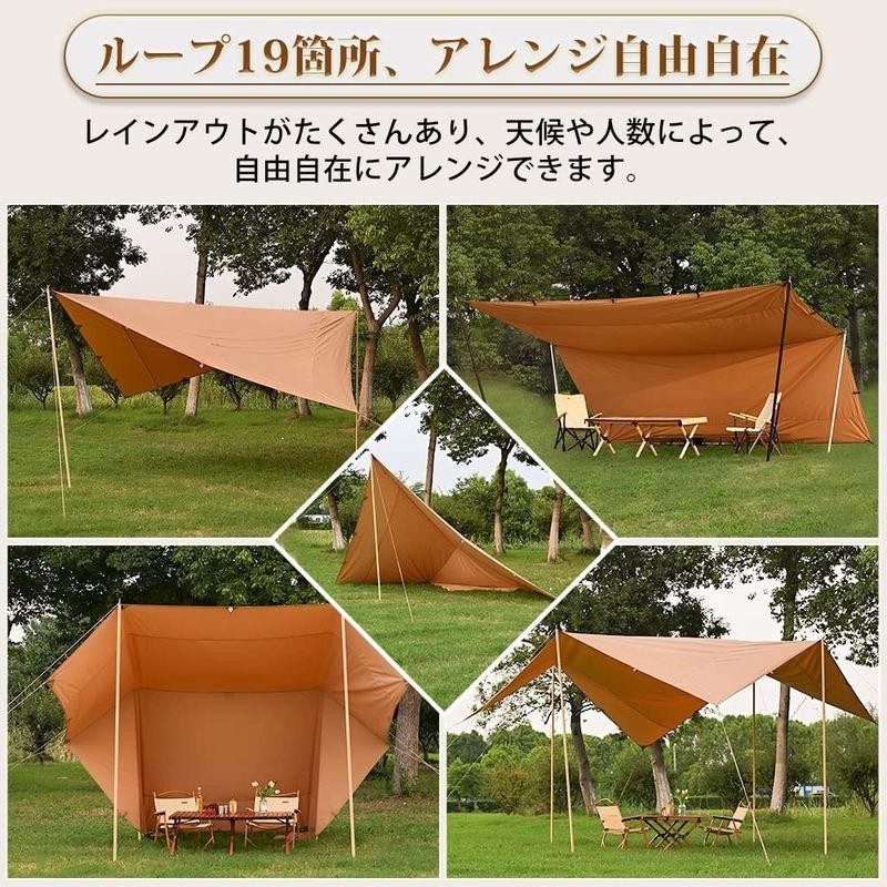 TOMOUNT タープ tc 正方形 ポリコットン タープ 4m x 4m ループ19箇所