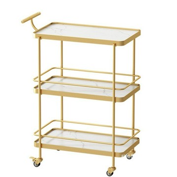 酒店移動餐車小推車餐廳蛋糕酒水車置物架三層家用鐵藝手推車[DD160110]