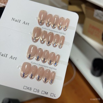 ➕最新設計款穿戴甲💅月光女神爆閃韆金氣質個性輕奢貓眼法式拚鑽顯白耐看純手工穿戴甲短橢圓穿戴甲 DIHN