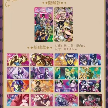 E哥❤現貨正版JOJO的奇妙冒險黃金之風雕金系列方形馬口鐵徽章盲盒動漫預售