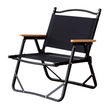 AMOS 鋁合金折疊櫸木扶手露營椅 600D牛津布 耐重120kg  黑色  1個
