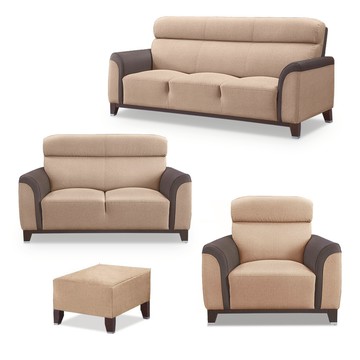 ASSARI-善太郎1+2+3人座貓抓皮沙發(含腳椅)米