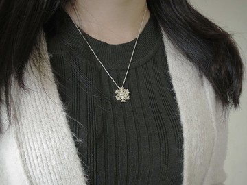 聖誕愛心雪花 | 純銀項鍊 女款 細鍊 手工銀飾 聖誕節禮物