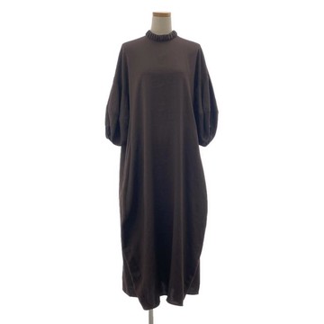 ENFOLD  亞麻質感3D袖連身裙 | 36碼 | 深棕色 | 女款