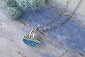 經典鸚鵡系列 浪漫風帆項鍊 手工琺瑯上色款