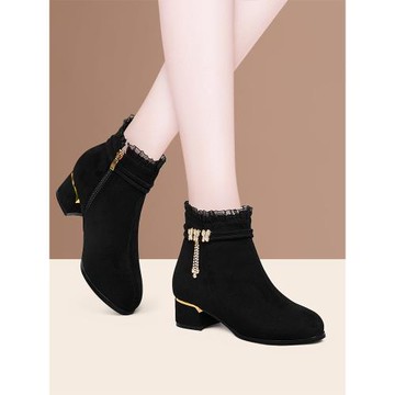 品牌馬丁靴女2025年新款英倫風切爾西短靴春秋百搭粗跟中跟瘦瘦靴