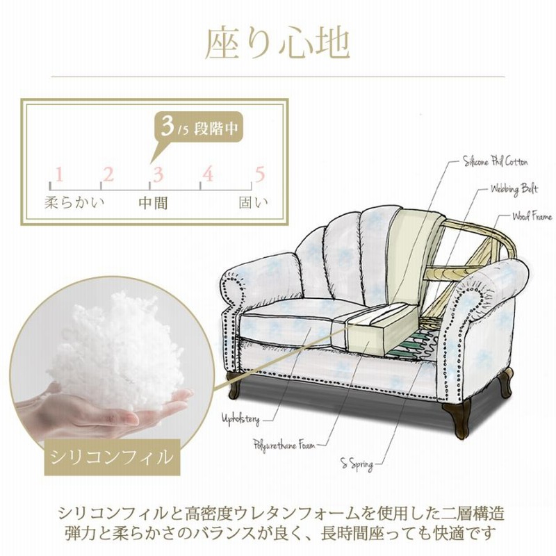 姫系ソファー 姫系 家具 シェルファ Shellfa シェル型ソファ 2人