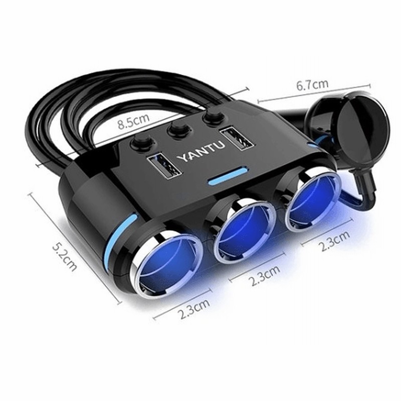 車用 3連 Usbポート シガーソケット 分配器 増設 ソケット 2口 Usb 個別スイッチ スマホ タブレット 充電 3 1a Dc12 24v対応 通販 Lineポイント最大1 0 Get Lineショッピング