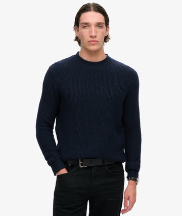 Superdry Men's The Merchant Store- Textured Crew Jumper Navy Size: L
