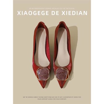 紅色中式婚鞋新娘鞋秀禾婚紗兩穿高跟鞋女細跟尖頭2025年夏季新款