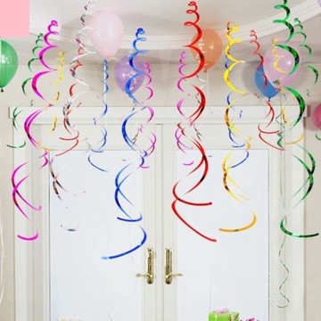 螺旋 拉花 垂墜拉花 一包6入 節慶 裝飾品 多色 場地佈置 節慶 慶生