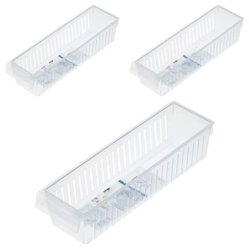 inomata 美收納盒 窄型 3件組 PP材質 日本製造  1組  0366  30.2 x 8.7 x 7cm