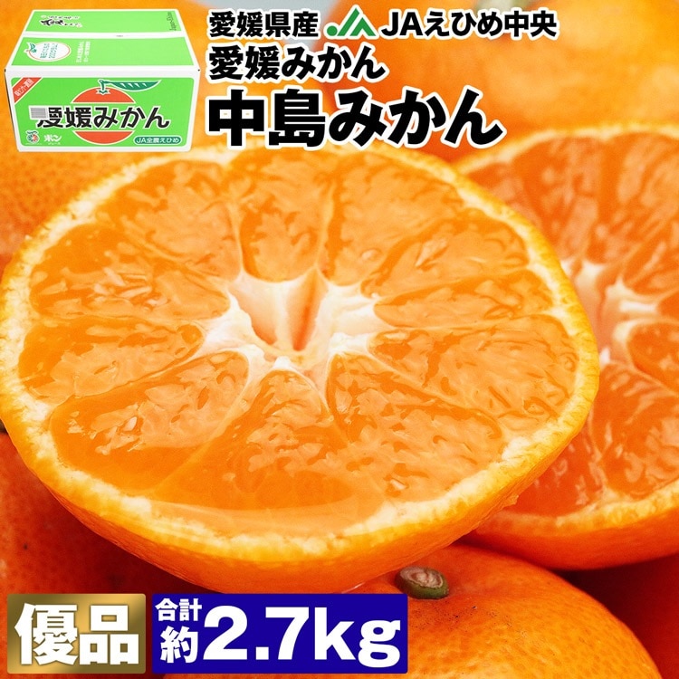 みかん 2.7kg 愛媛県産 中島みかん S M Lサイズ 優品 愛媛みかん JAえひめ中央 常温便 同梱不可 ミカン 蜜柑 柑橘 指定日不可