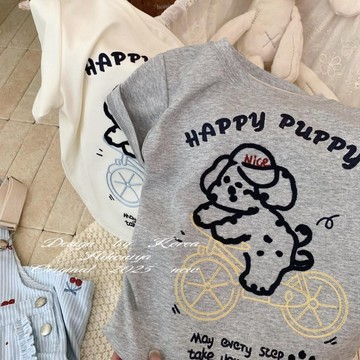Healthy baby 夏季男童短袖新款卡通純棉女童半袖T恤夏季洋氣印花百搭上衣 男童短袖 男童T恤 大學T