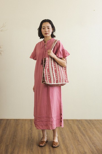 印度棉托特包_紅