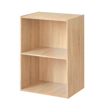 《HOPMA》嵌入式美背日式木紋二層櫃(2入) 台灣製造 收納櫃 儲藏玄關櫃 置物書櫃 二格櫃 展示空櫃-淺橡(漂流)木