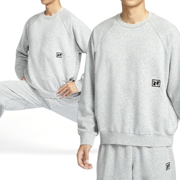 Nike Heritage Fleece Top 男款 灰色 運動 休閒 刷毛 刺繡 上衣 長袖 HJ3137-077