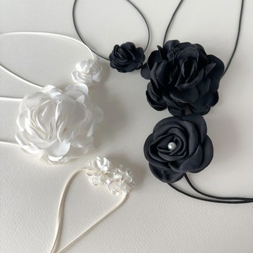 【全館現貨】 芭蕾風 手工花朵項鍊 choker花朵頸鍊 多種變化 花朵項鍊 玫瑰花項鏈 手工花頸鏈【955043】