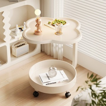 奶油風沙發邊幾家用移動床頭櫃置物架臥室陽臺迷你桌子小戶型茶幾