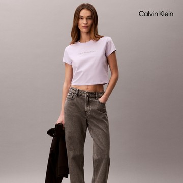 【Calvin Klein】 CK 經典標誌貼身 T 恤_拼色