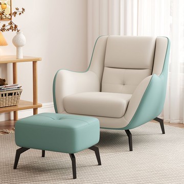 免運/可開發票 北歐單人沙發設計師洽談休閑小戶型PU皮大堂客廳北歐賴人椅沙發