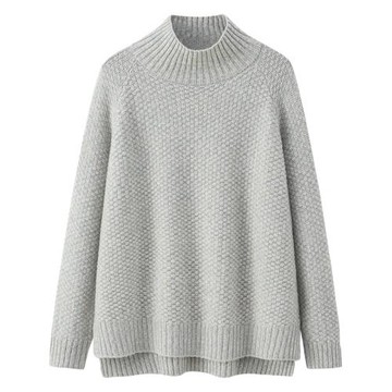 鄂爾多斯市產秋冬加厚100純羊絨衫女半高領寬松大碼毛衣毛衫E3469