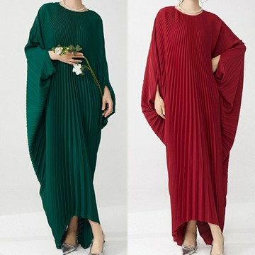 【巴黎精品】現貨+預購 三宅風皺褶衣服洋裝-長袖摺衣壓褶寬鬆蝙蝠袖褶皺長袍折衣女裙子6色a1jq9