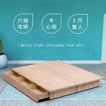 IHouse-宮崎 木心板收納/抽屜床底 雙人5尺梧桐
