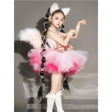玲娜貝兒女童cos裝扮小狐貍演出服甜美粉色公主蓬蓬裙T臺走秀套裝