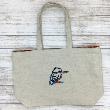 大型刺繡 翠鳥 托特包