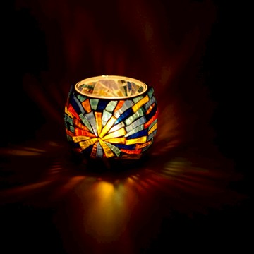 時光/ 原創手作彩色玻璃馬賽克燭臺 新年 情人節禮物