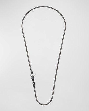 Men's Classy Oxidized Silver Necklace, 24"L