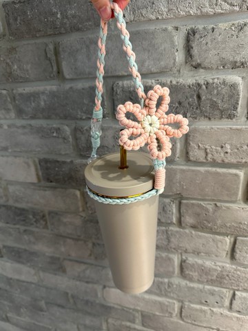 一朵花編織可調式飲料提繩。飲料提帶/禮物