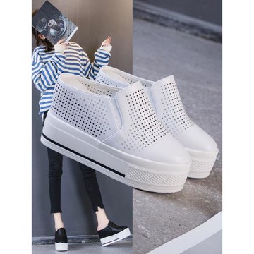 夏季新款拖鞋女式厚底松糕跟鏤空透氣休閑內增高包頭半拖涼拖韓版