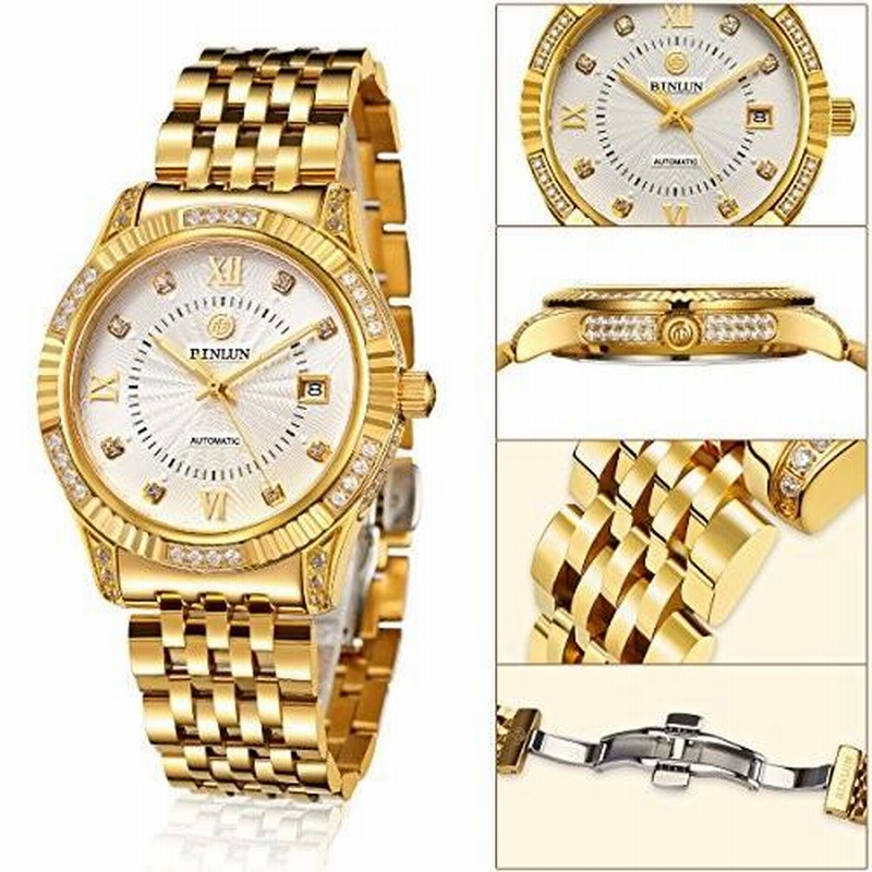 BINLUN ゴールド オートマティック 時計です BINLUN 腕時計 ウォッチ