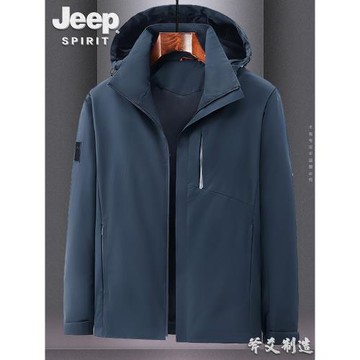 JEEP吉普沖鋒上衣服男春秋季新款純色工裝風衣薄戶外透氣夾克外套