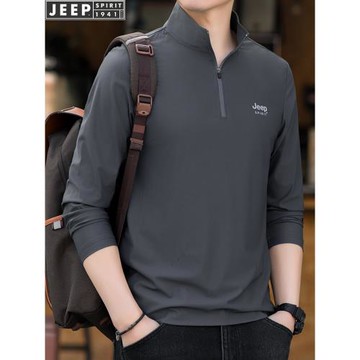 (免運)JEEP吉普長袖T恤男士冰絲薄款夏季透氣速干防曬寬松大碼潮流上衣