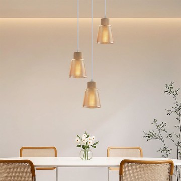 琥珀色玻璃三吊燈 F21-2025-58