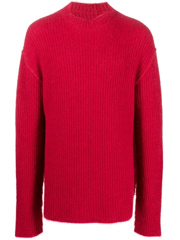 Uma Wang - ribbed brushed-effect jumper - men - Wool/Alpaca/Polyamide - M - Red
