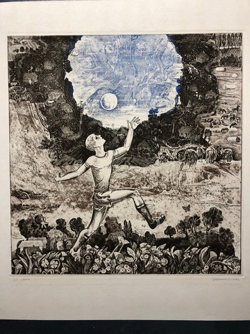 Volodymyr Chervatyuk 的夏季彩色蝕刻畫，社會主義現實主義 1980 年復古藝術