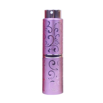 MYBeauty 旋轉收納防漏填充瓶 牡丹雕花-15ml-紫 婚禮小物/香水分裝小噴瓶/玻璃分裝瓶/按壓式噴霧瓶/酒精分裝罐