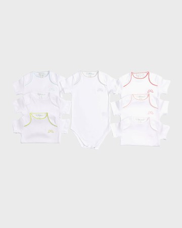 Kid's Picot Pima Cotton 7-Piece Bodysuit Set, Size Newborn-12M