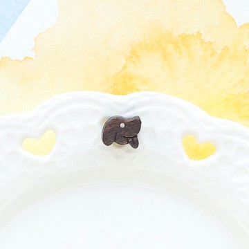 快樂小狗 原木手工耳環 純銀耳針 單隻  禮物訂製