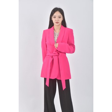 (S) zara西裝質感粉色綁帶外套二手衣