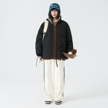 【夏日爆款】韆鳥格插色羽絨服男士潮流2023新款鼕季休閒帥氣立領短款外套男裝