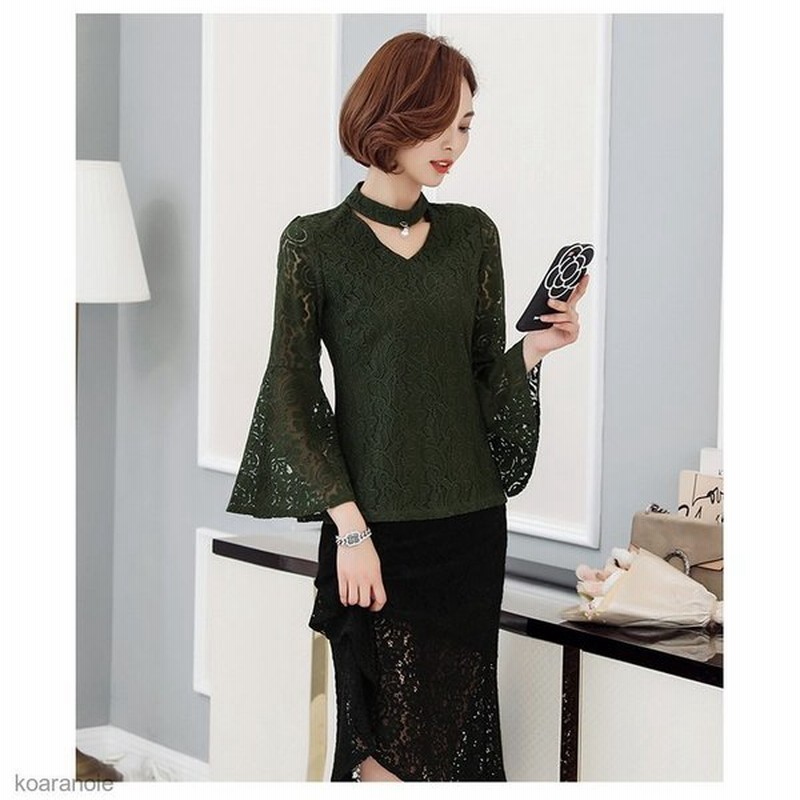 シースルーレーストップス新作コーデインナーレース透かしブラウスレースブラウス 通販 Lineポイント最大0 5 Get Lineショッピング