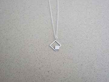 裸系 - 正方形 | 純銀項鍊 鎖骨鍊 頸鍊 細項鏈 手工銀飾 925純銀