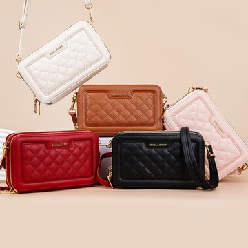 Sp house 韓式菱格小方型手機多功能側肩背包(5色可選)