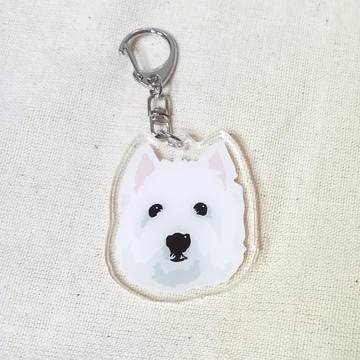 西高地白梗-色塊LOGO-壓克力吊飾(鑰匙圈)-雙面圖案-新廠商