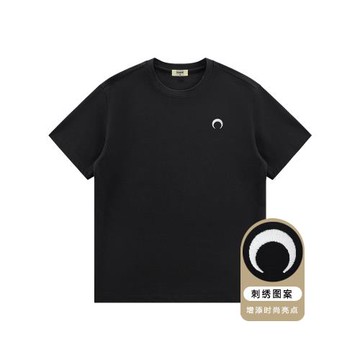 高端品質潮牌設計感小標刺繡夏季重磅純棉透氣寬松大碼短袖t恤男